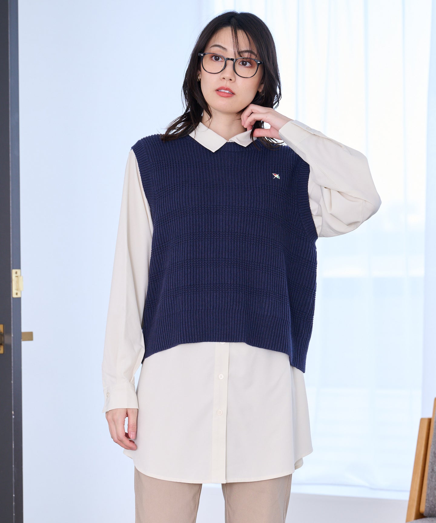 Arnold Palmer ニットベスト + シャツチュニック レイヤードセット